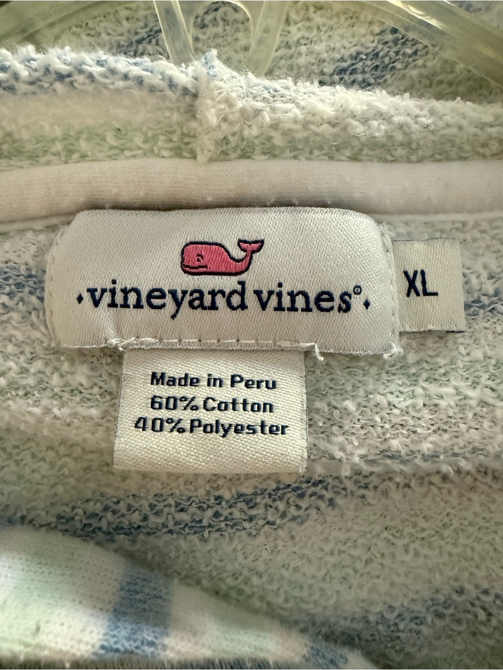 Vineyard Vines Striped Hooded Pullover Hoodie Blue Mint White Women’s XL - Picture 9 of 9